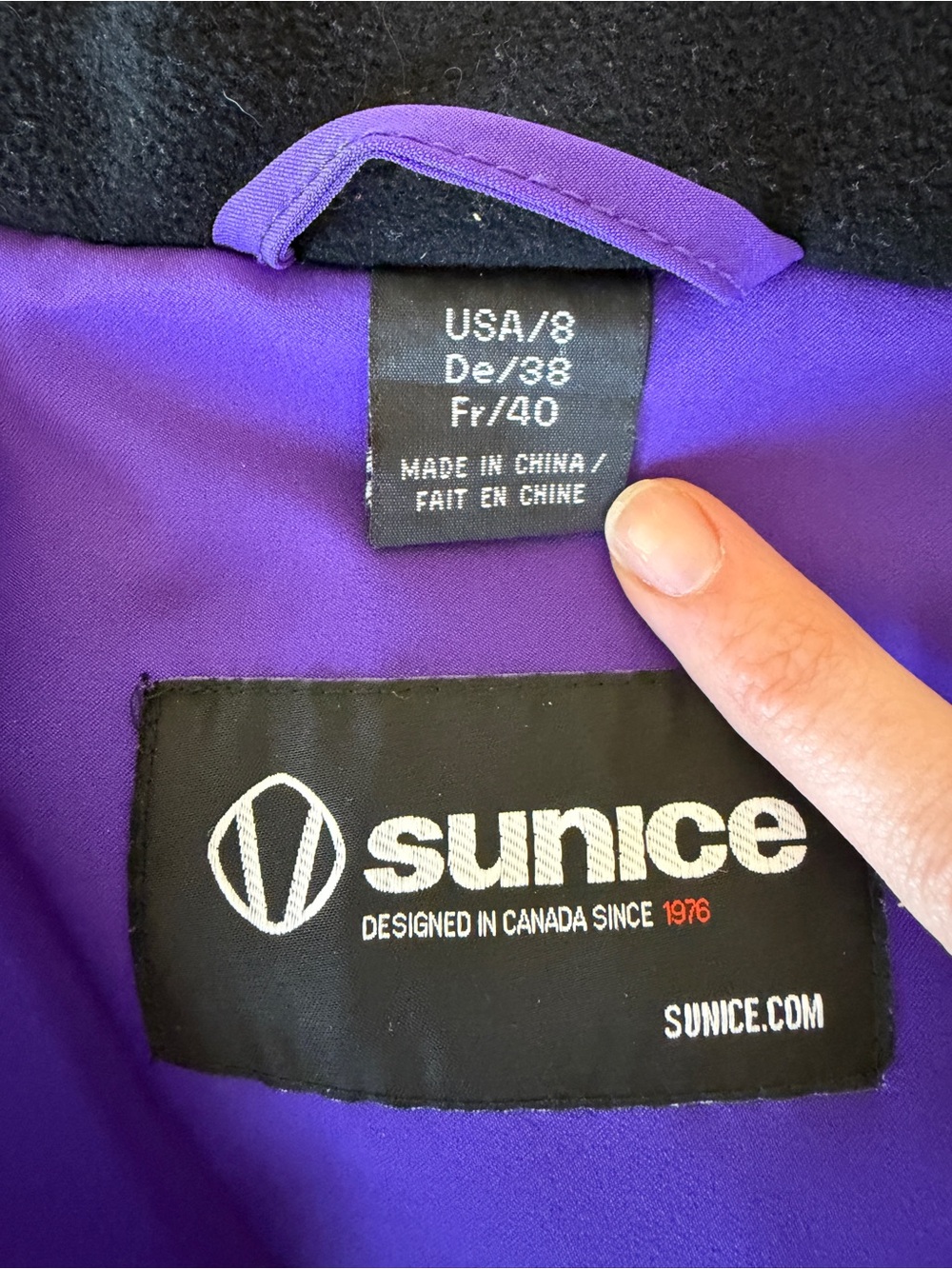 Sunice Purple Insulated Ski Jacket w/ Real Silver Fox Fur Hood | Size 8 / M - Picture 6 of 8